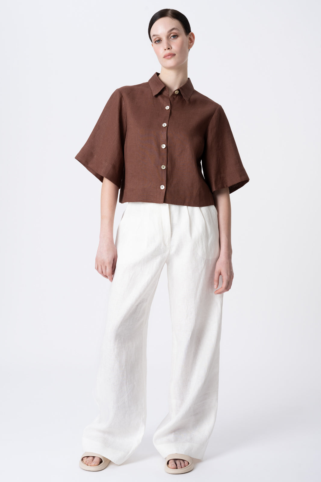 Edith Cropped Linen Shirt