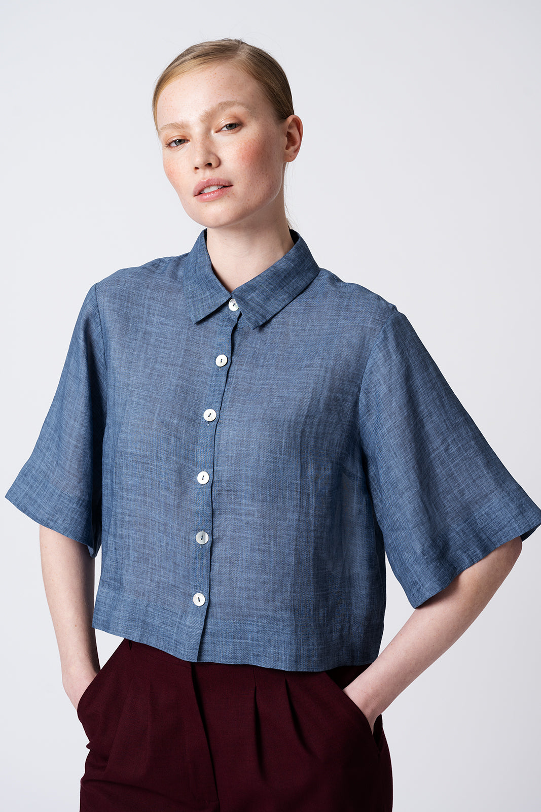 Edith Cropped Blouse Moonlight Blue