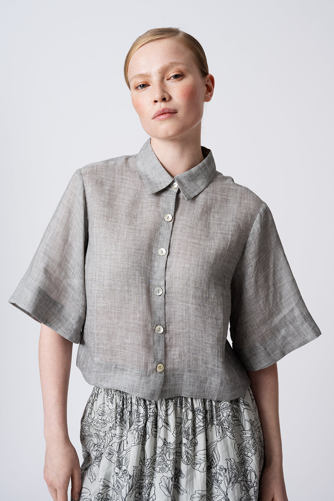 Edith Cropped Blouse Paloma Grey